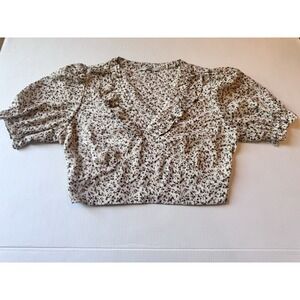 Papaya Womens Crop Top Shirt Large Beige And Brown